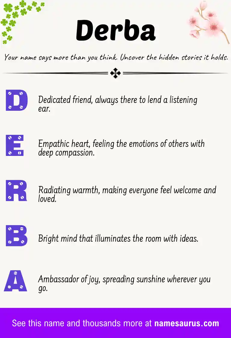 Acrostic poem about Derba.