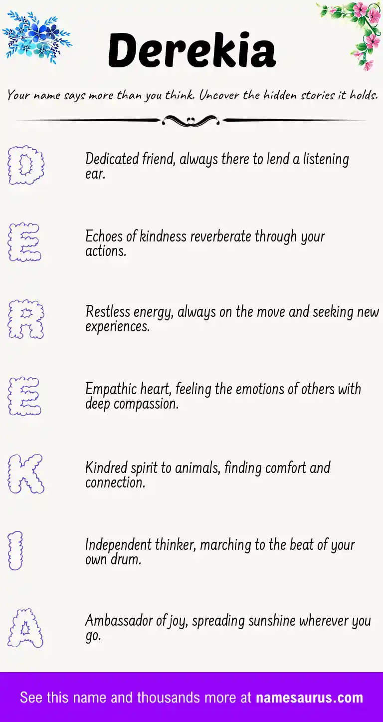 Acrostic poem about Derekia.