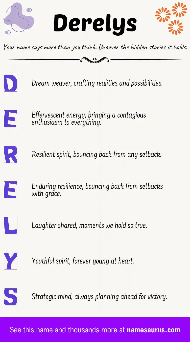 Acrostic poem about Derelys.