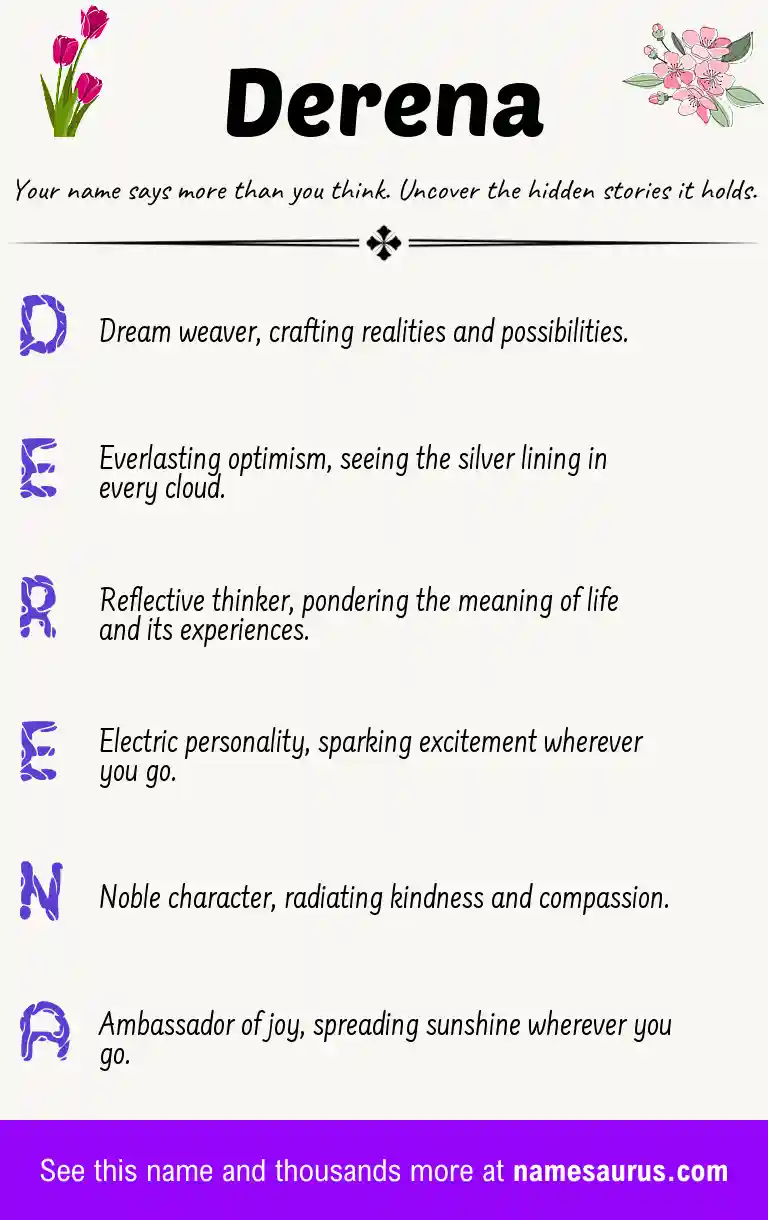 Acrostic poem about Derena.