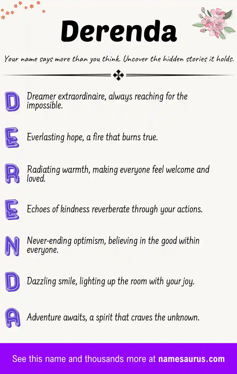 Acrostic poem about Derenda.