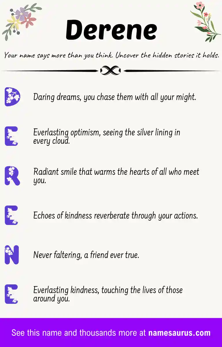 Acrostic poem about Derene.