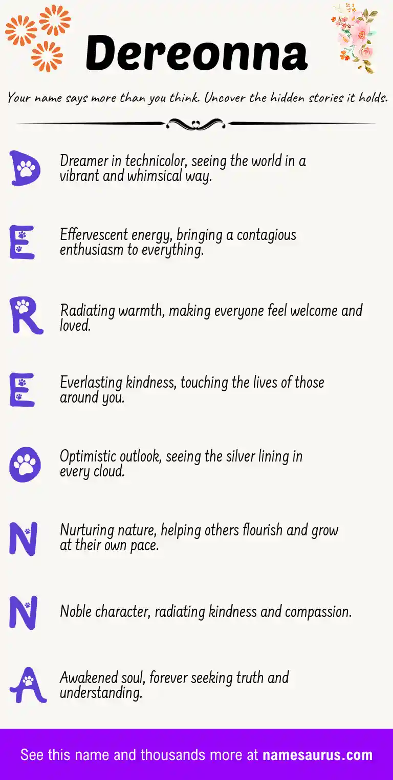Acrostic poem about Dereonna.