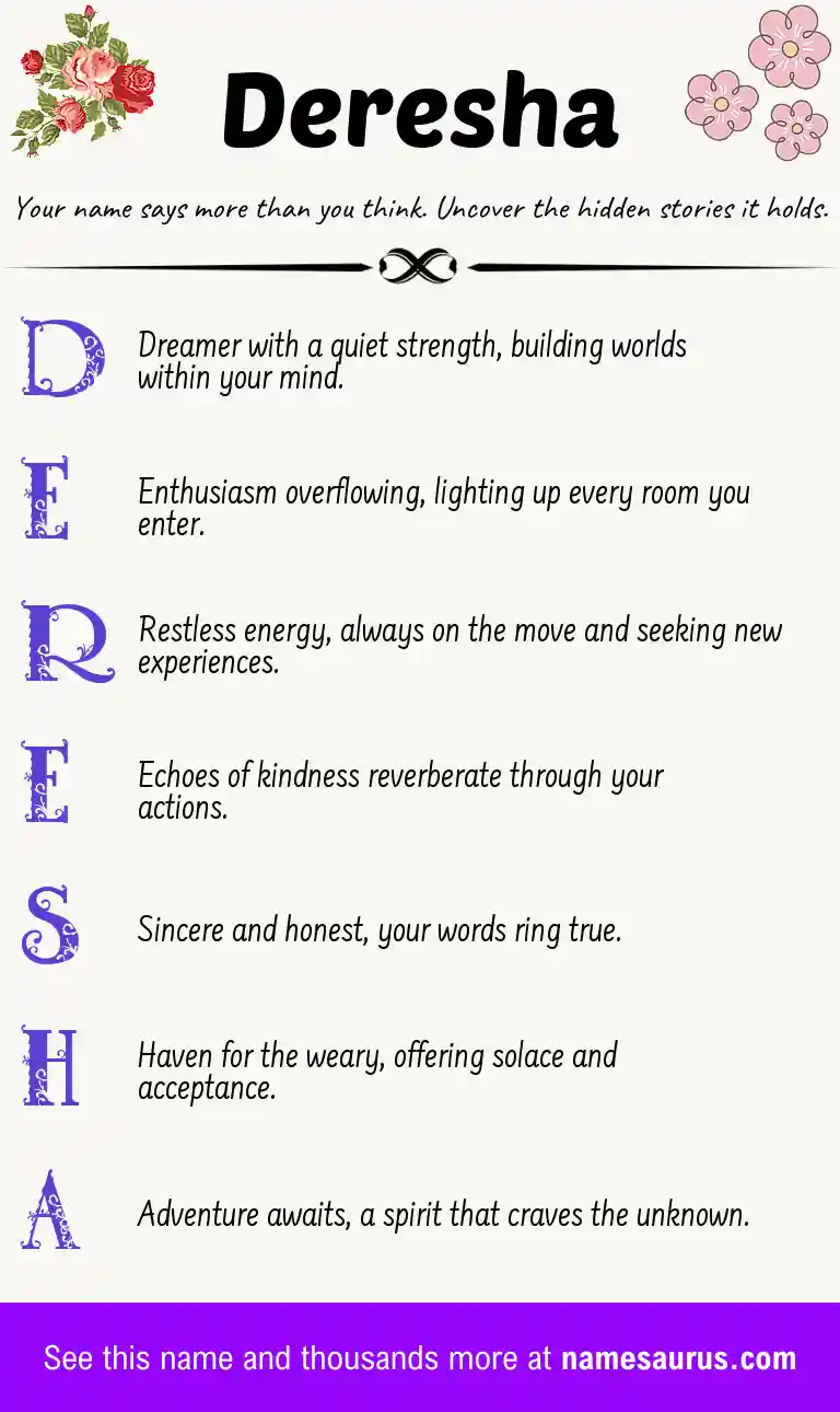 Acrostic poem about Deresha.