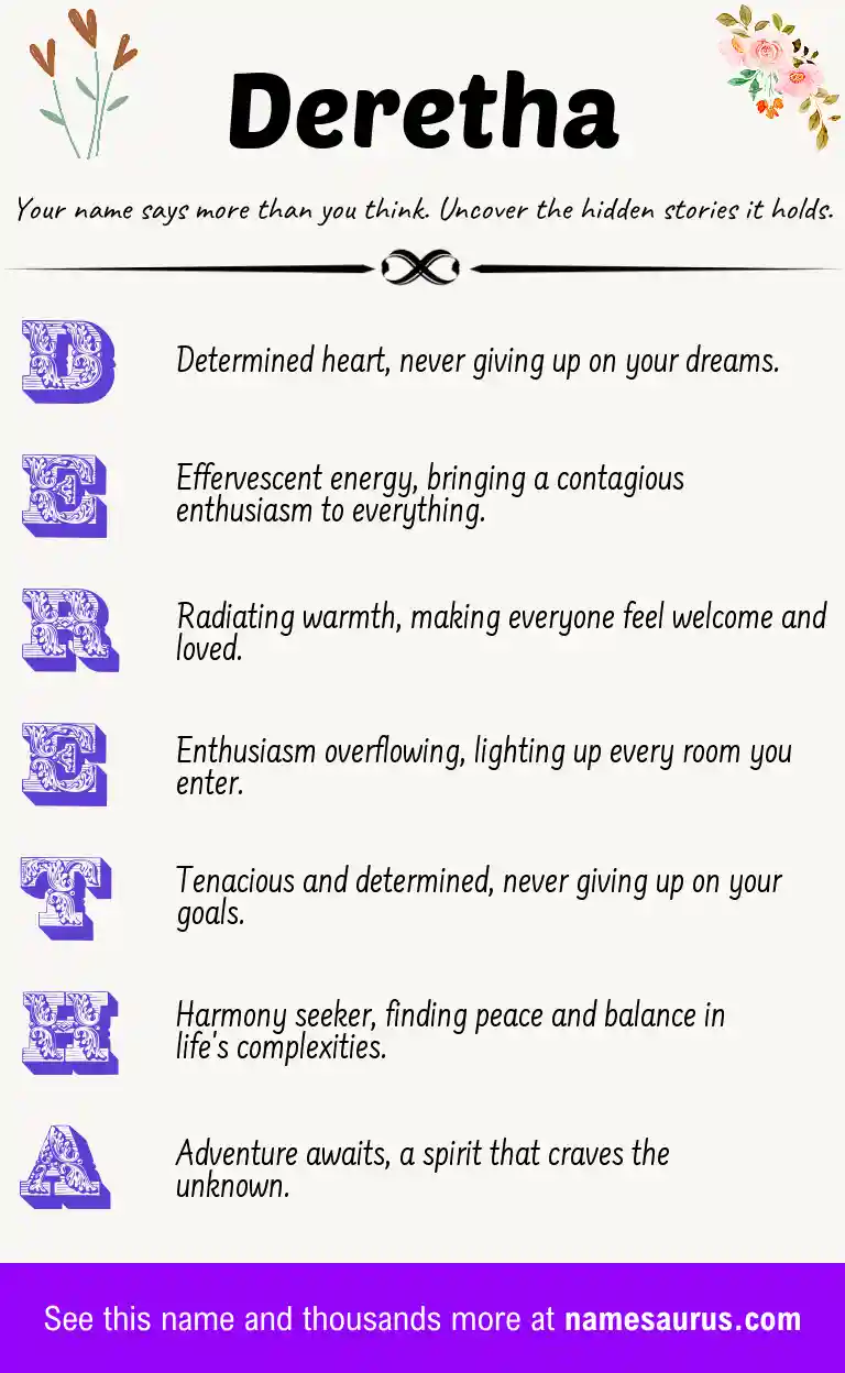 Acrostic poem about Deretha.
