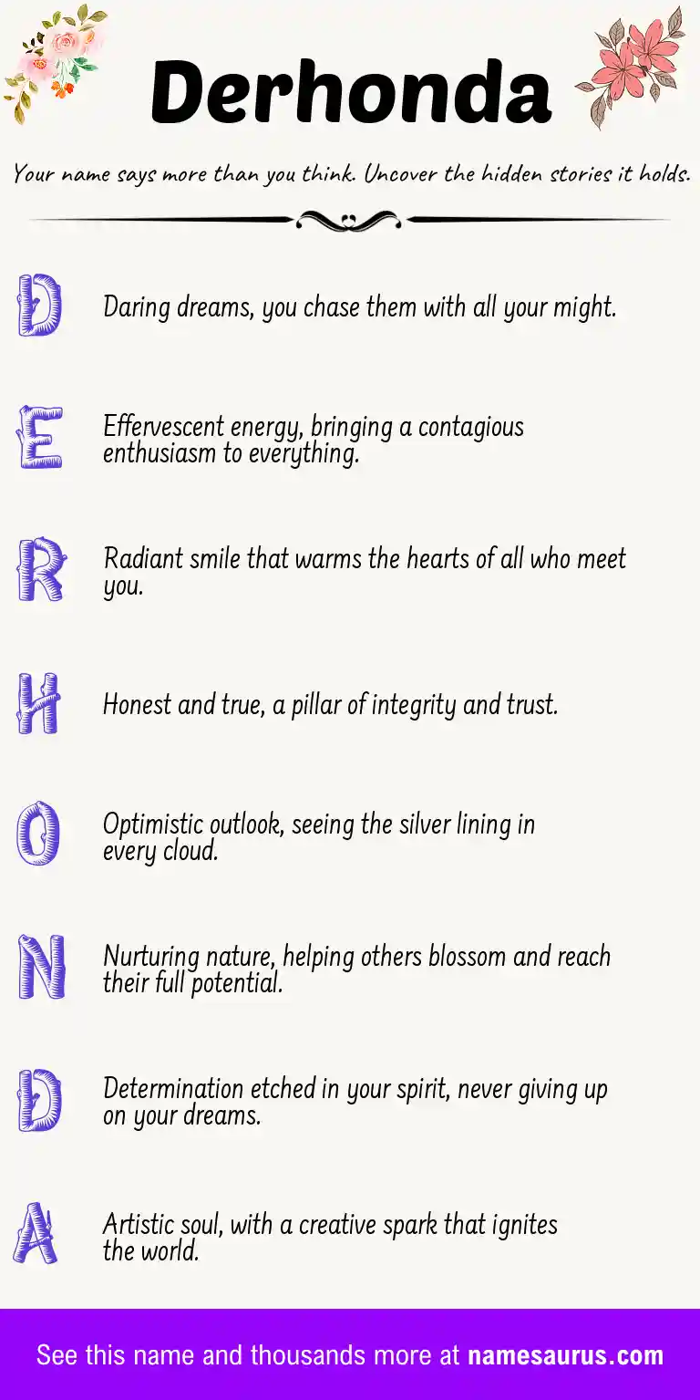 Acrostic poem about Derhonda.