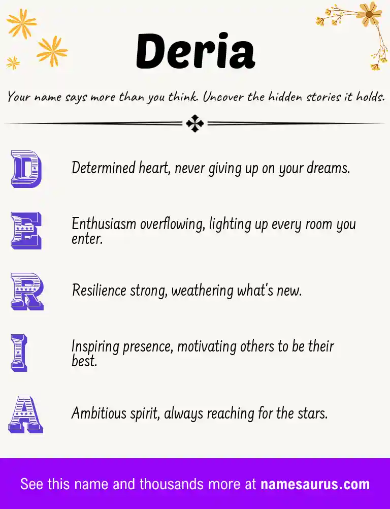 Acrostic poem about Deria.