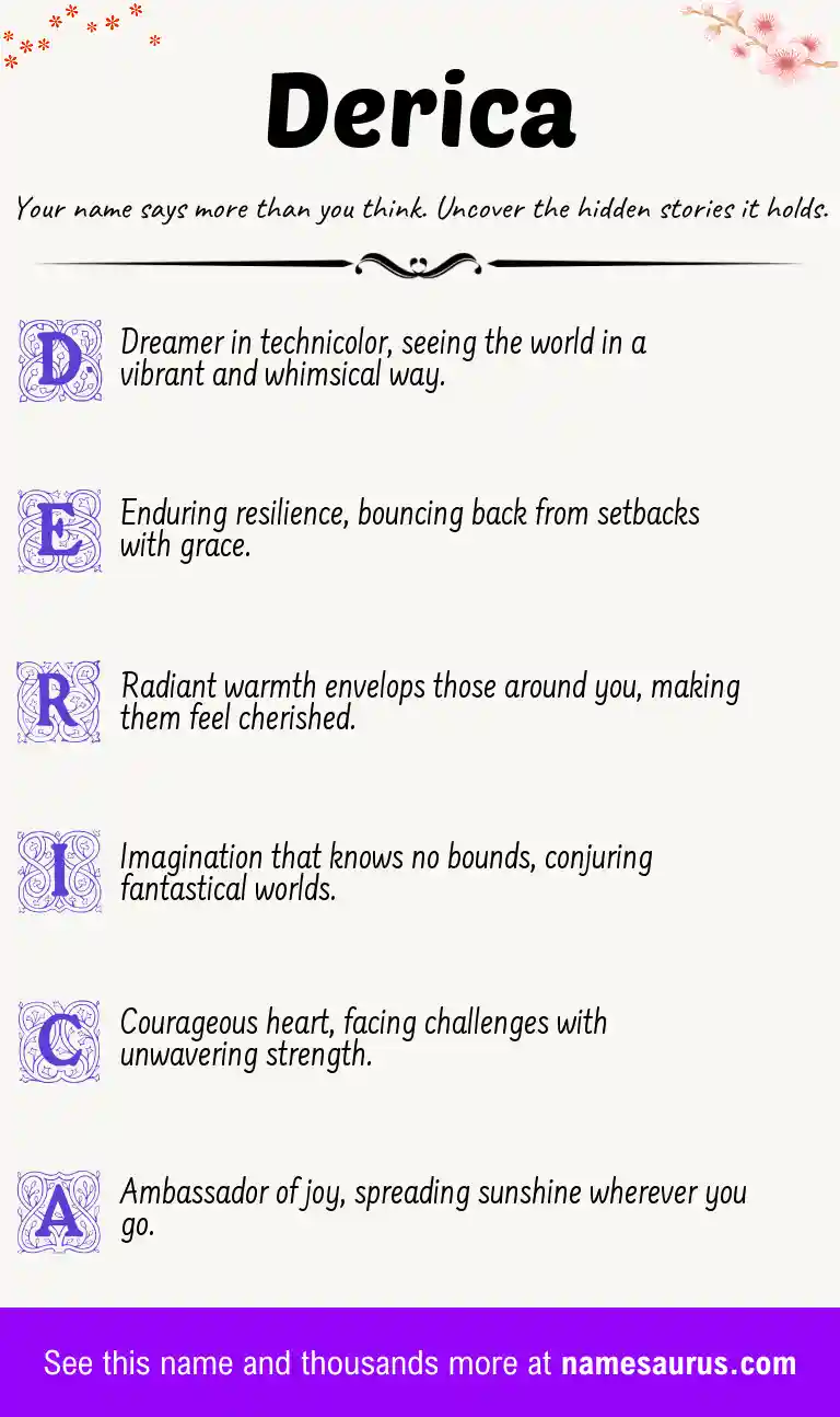 Acrostic poem about Derica.