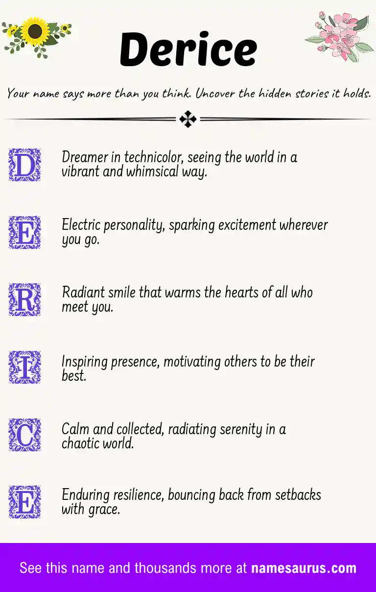 Acrostic poem about Derice.