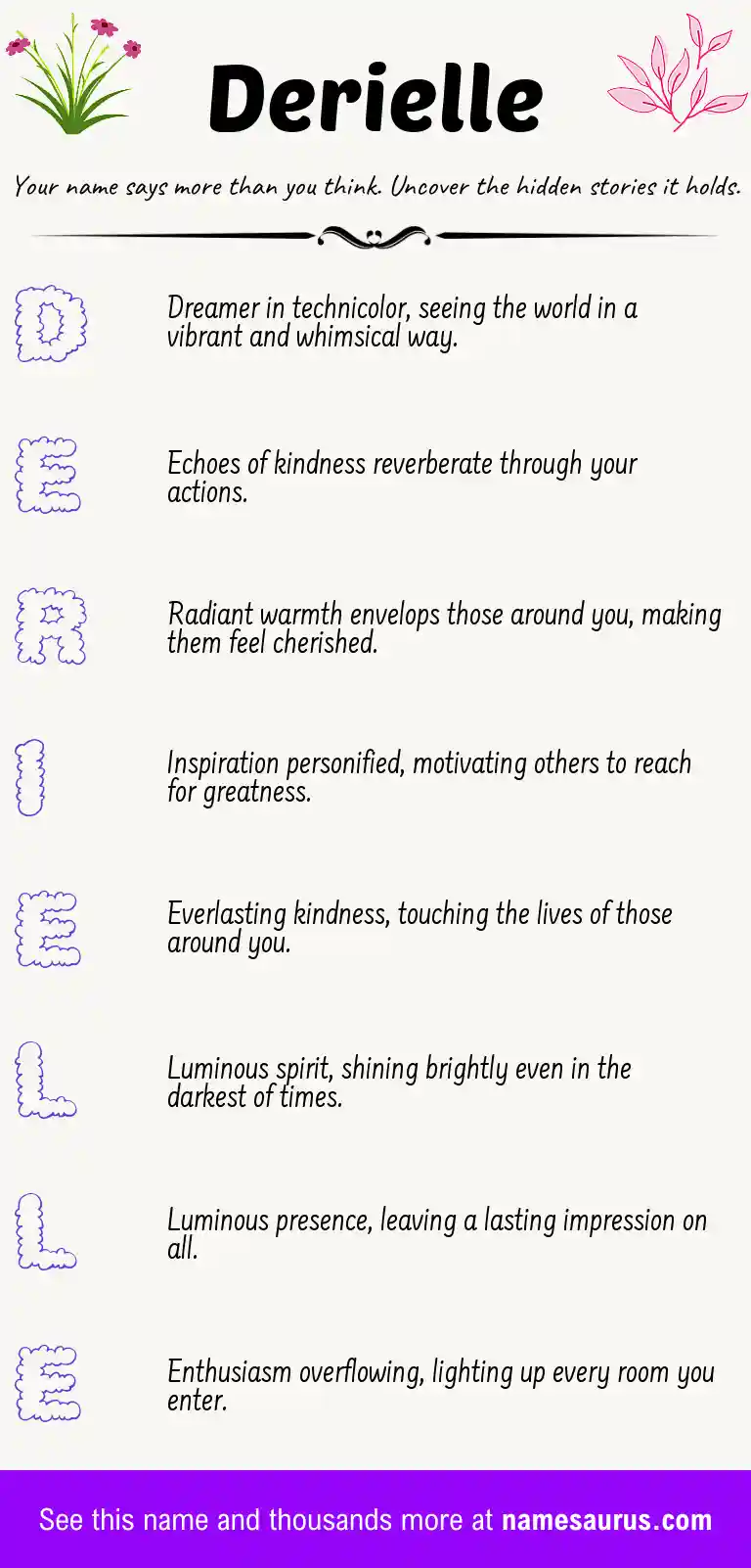 Acrostic poem about Derielle.