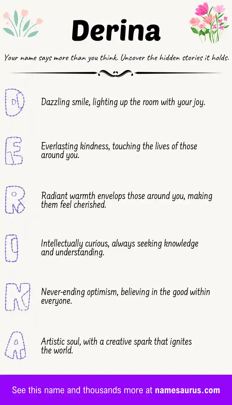 Acrostic poem about Derina.