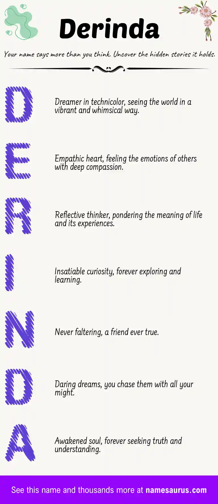 Acrostic poem about Derinda.