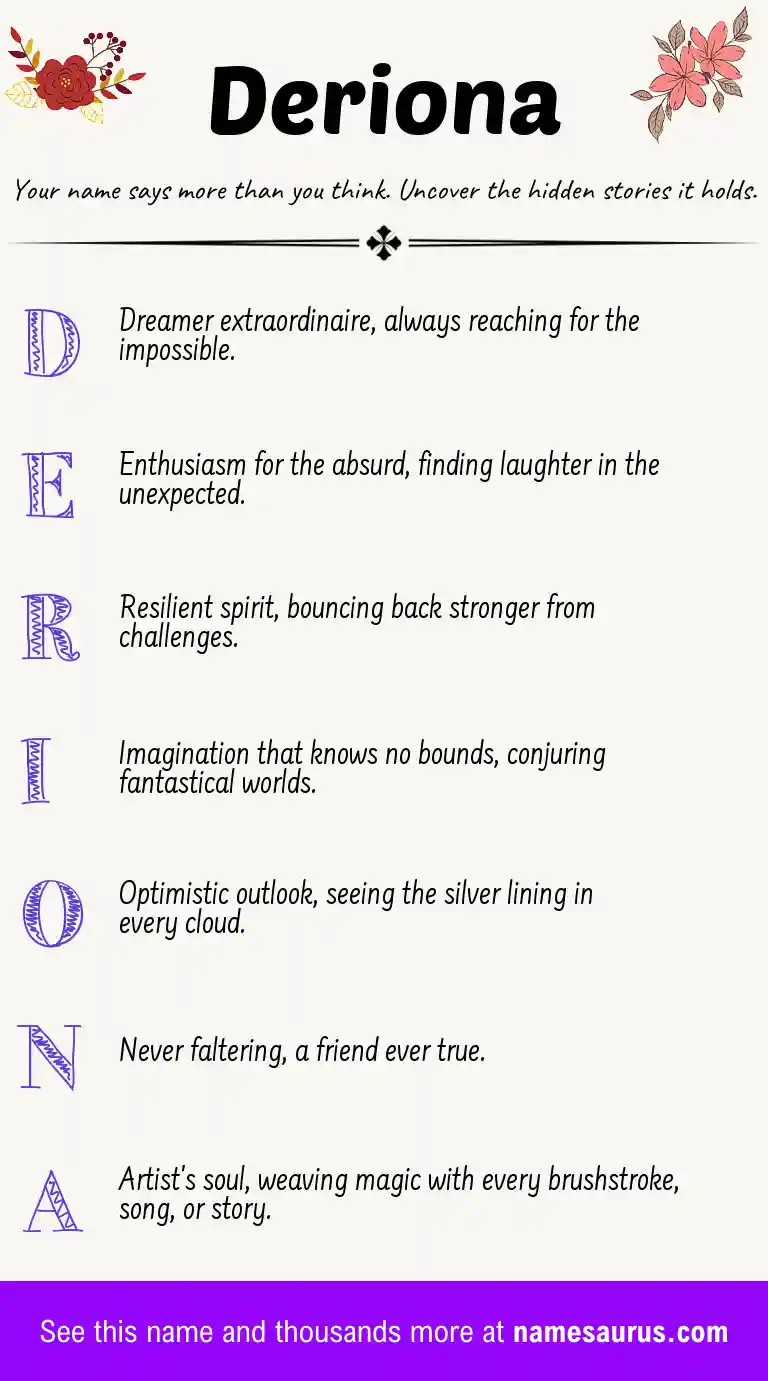 Acrostic poem about Deriona.
