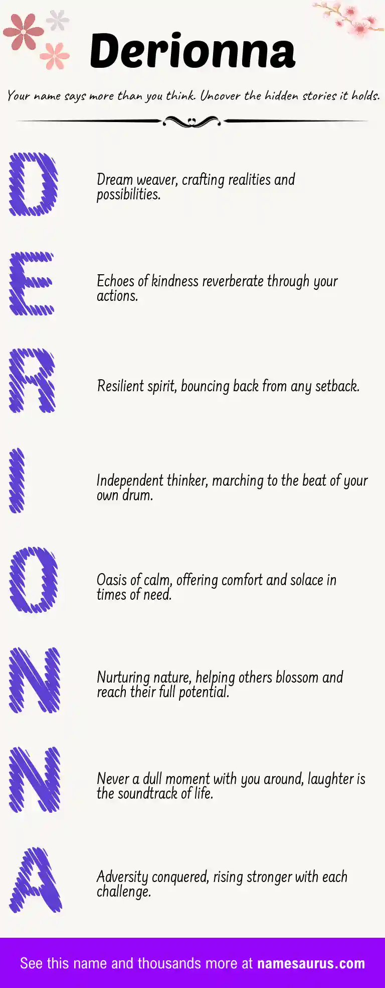 Acrostic poem about Derionna.