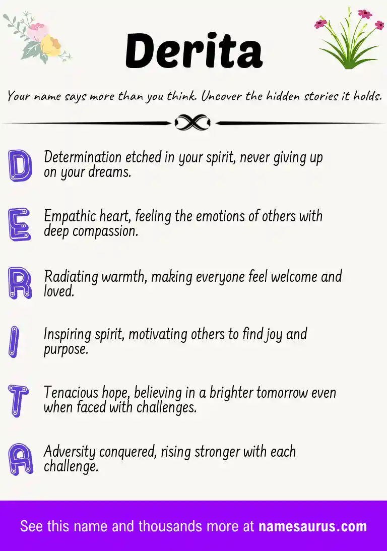 Acrostic poem about Derita.