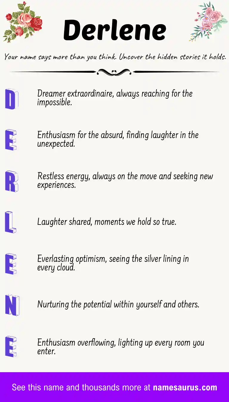 Acrostic poem about Derlene.