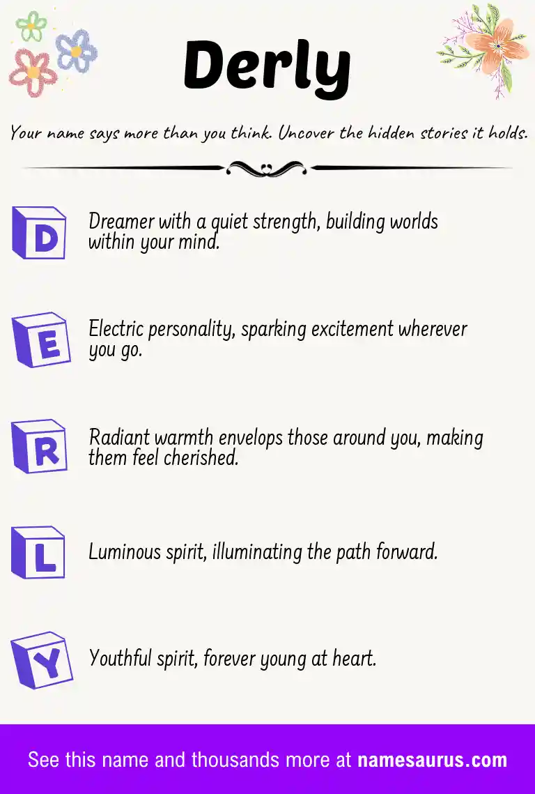 Acrostic poem about Derly.