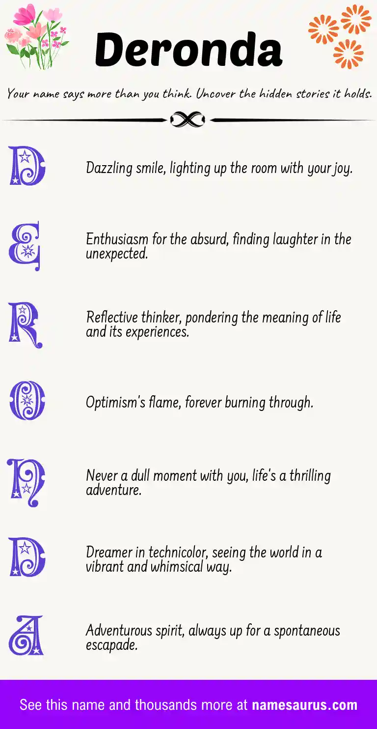 Acrostic poem about Deronda.