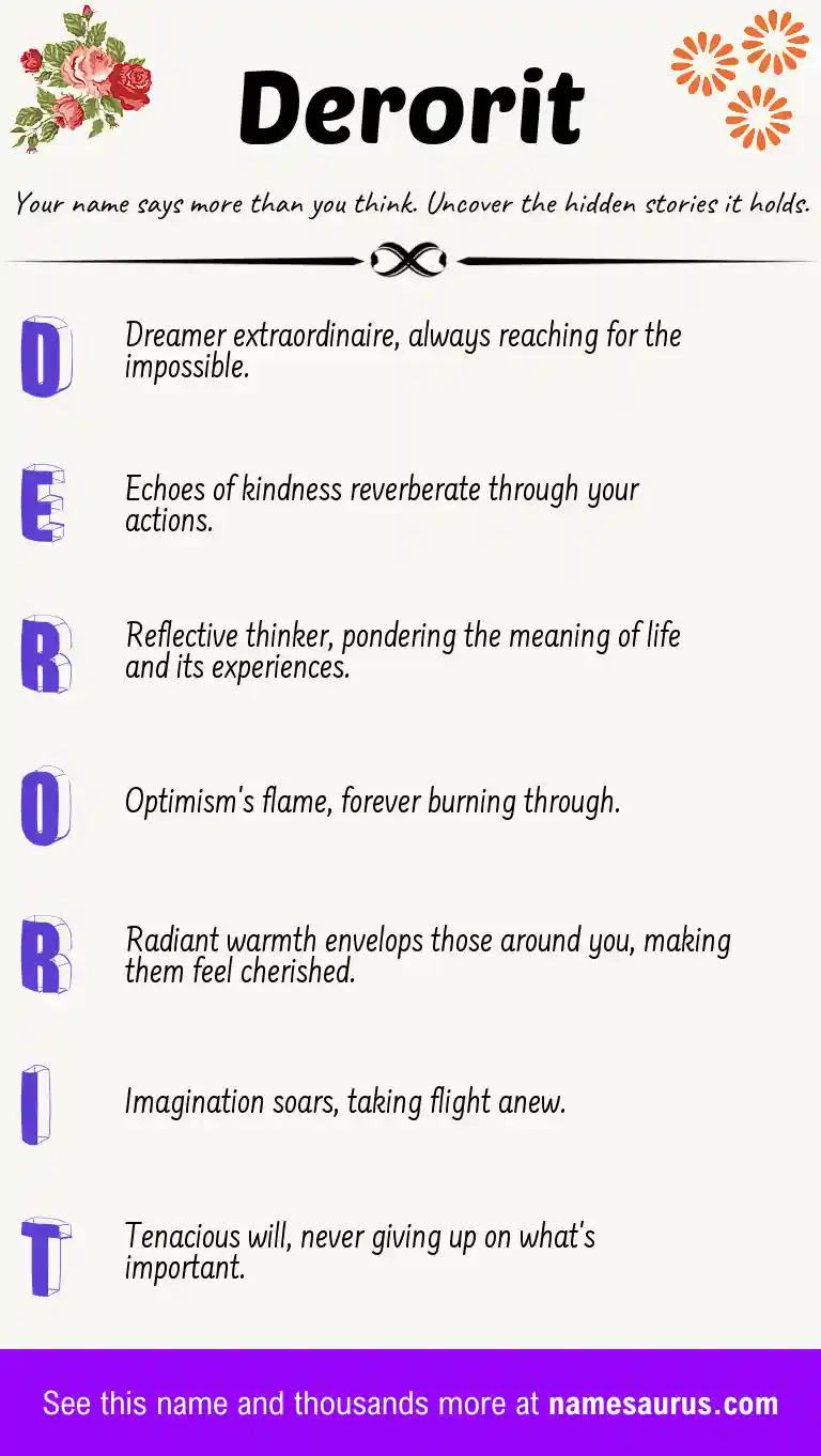Acrostic poem about Derorit.