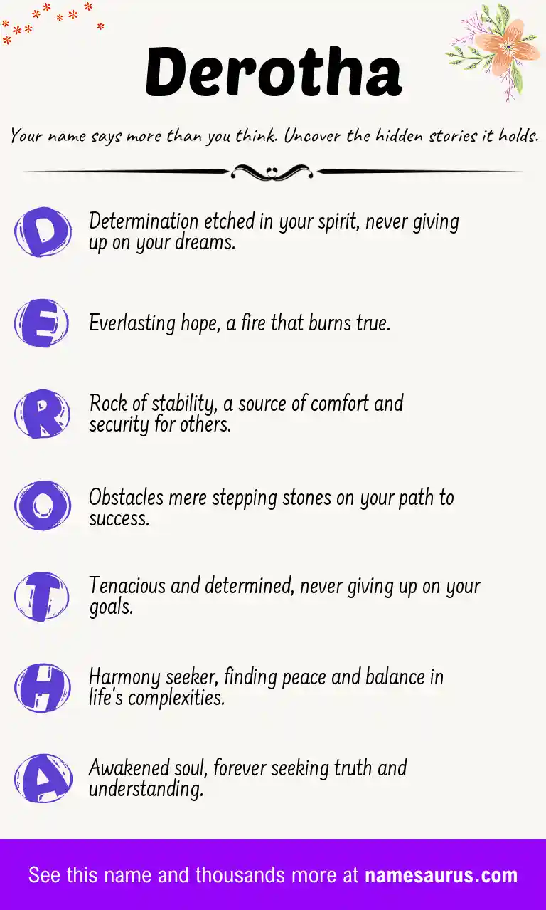 Acrostic poem about Derotha.
