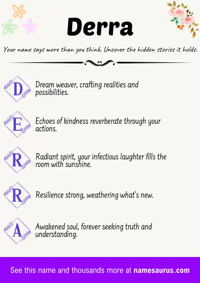 Acrostic poem about Derra.
