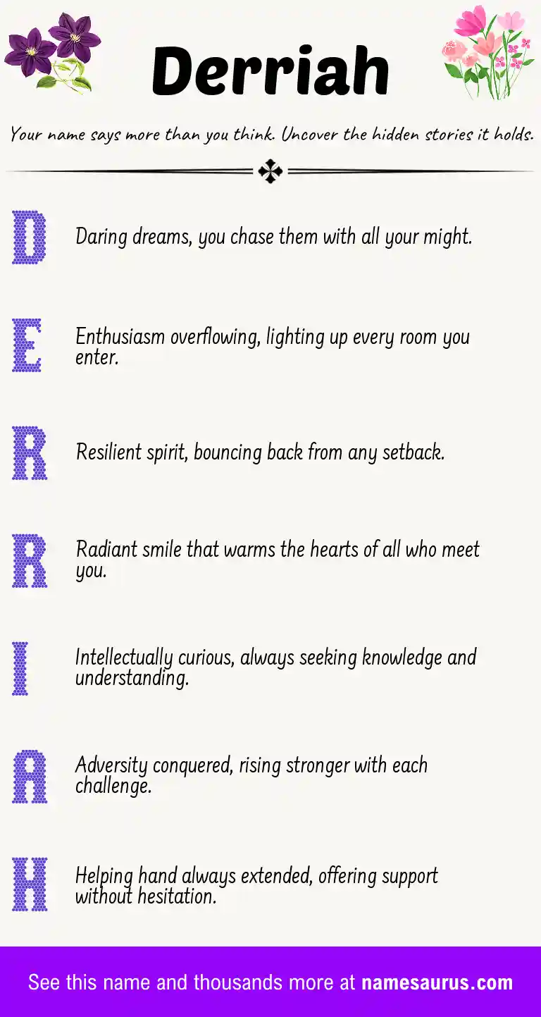 Acrostic poem about Derriah.