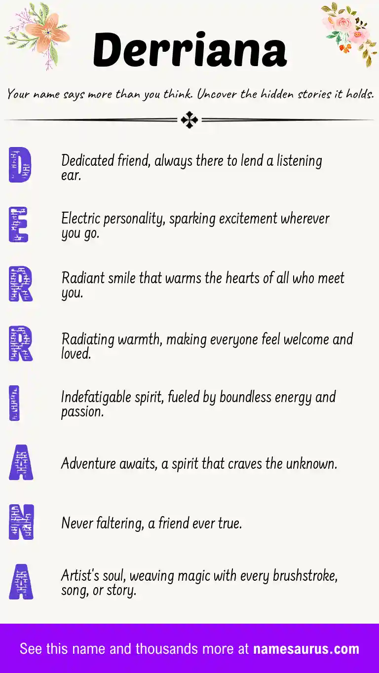 Acrostic poem about Derriana.