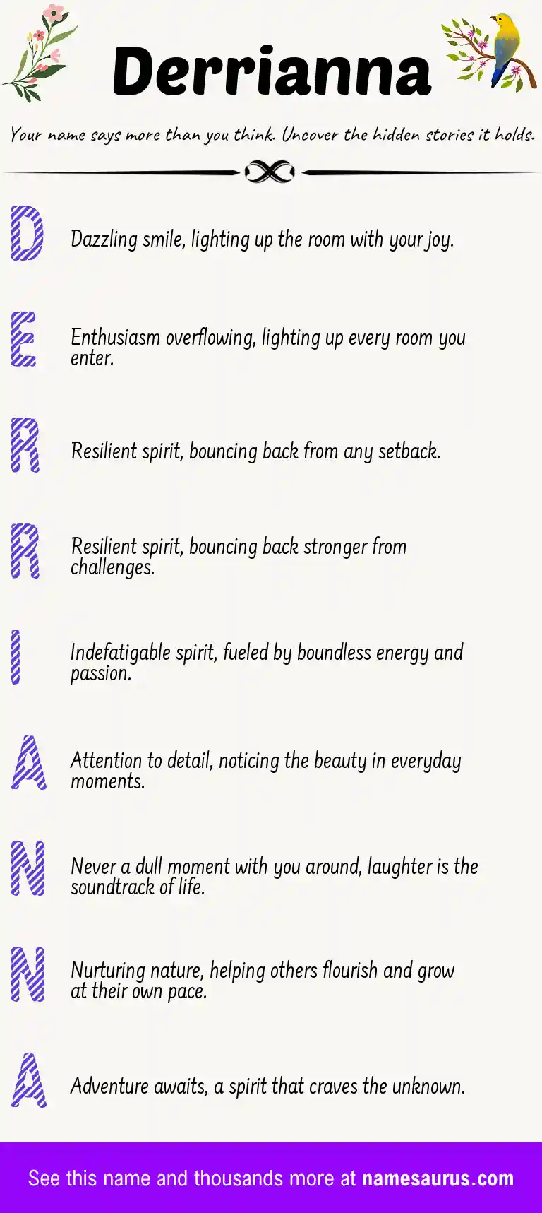 Acrostic poem about Derrianna.