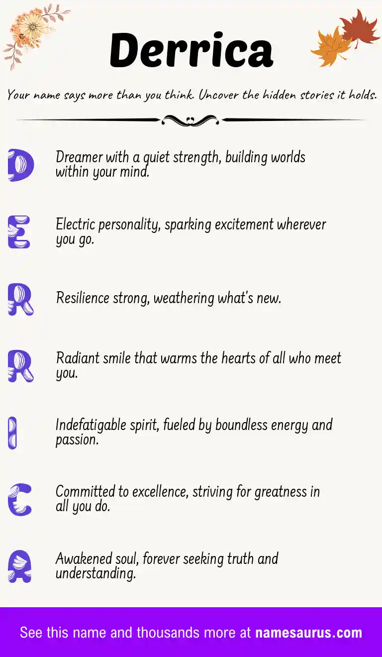Acrostic poem about Derrica.