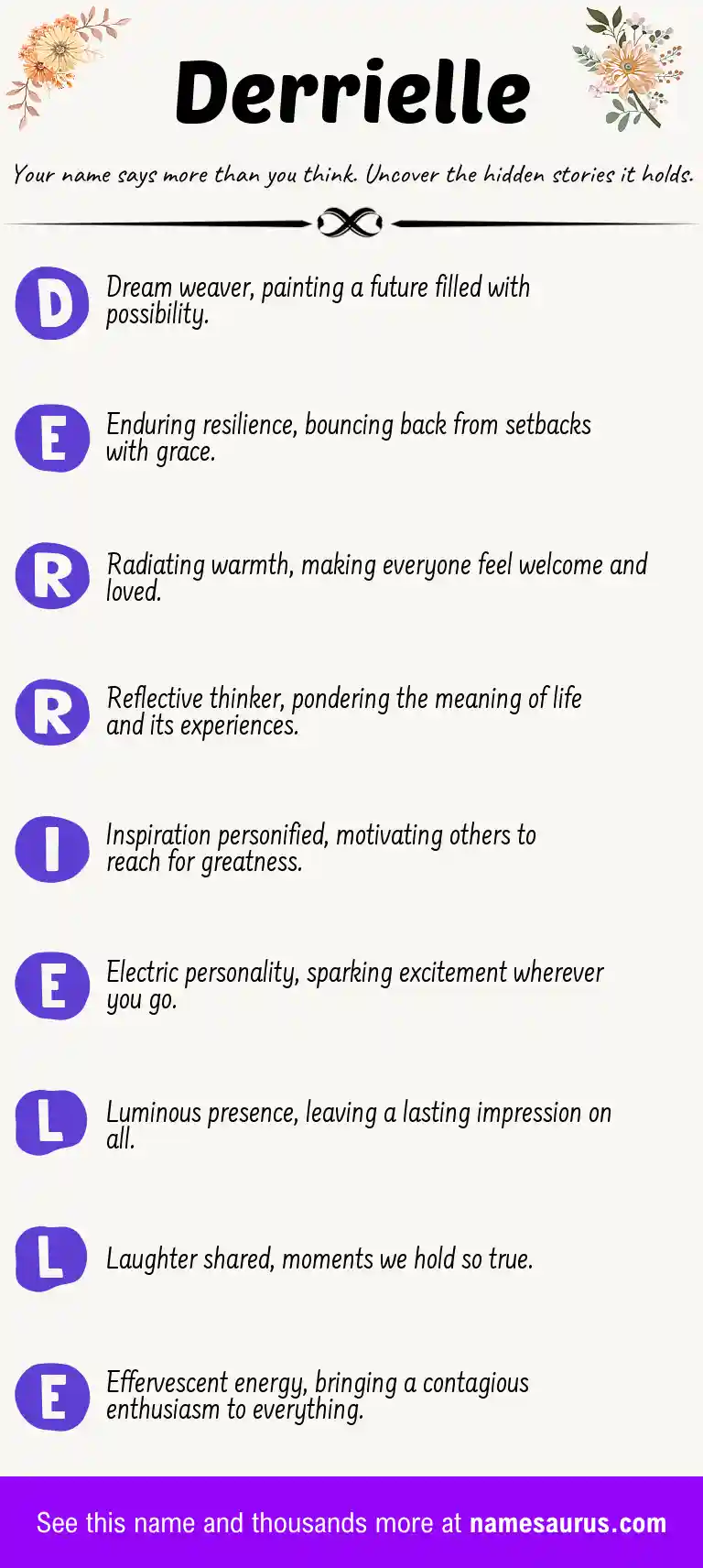 Acrostic poem about Derrielle.