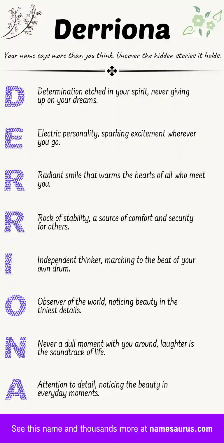 Acrostic poem about Derriona.