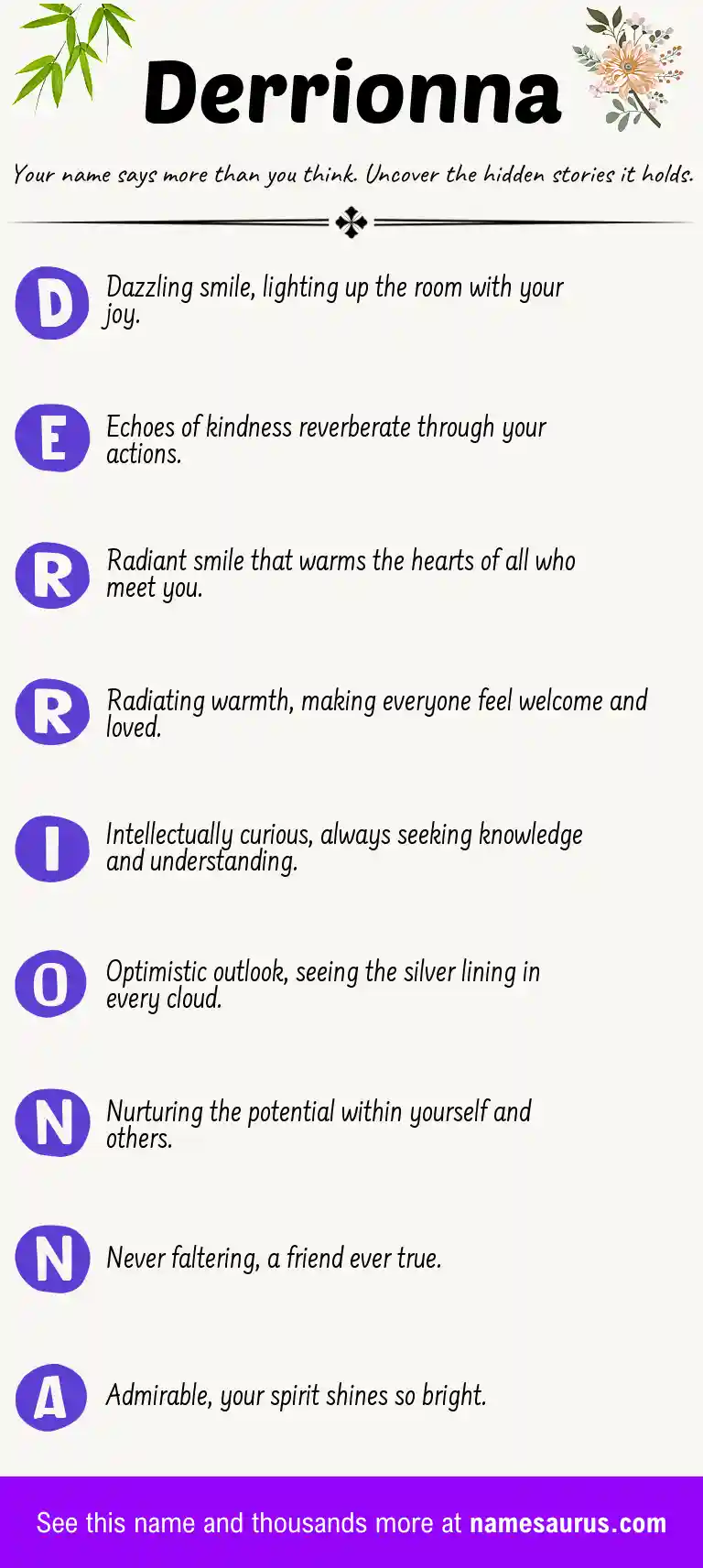 Acrostic poem about Derrionna.