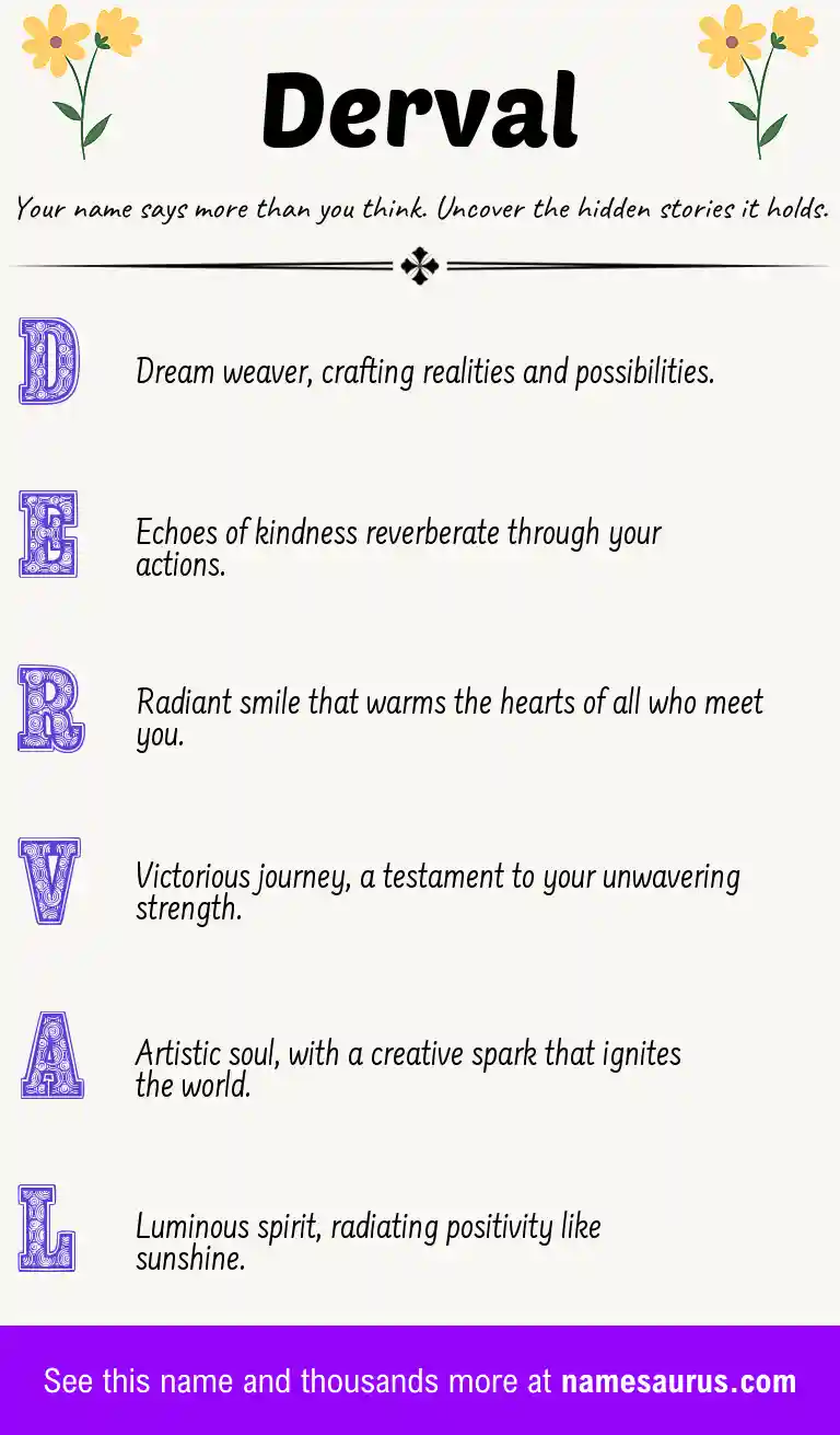 Acrostic poem about Derval.