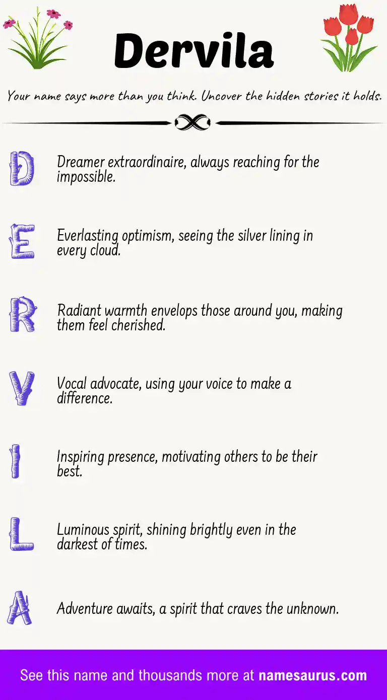 Acrostic poem about Dervila.