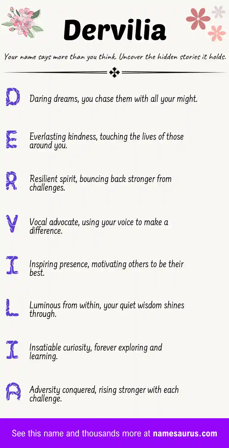 Acrostic poem about Dervilia.