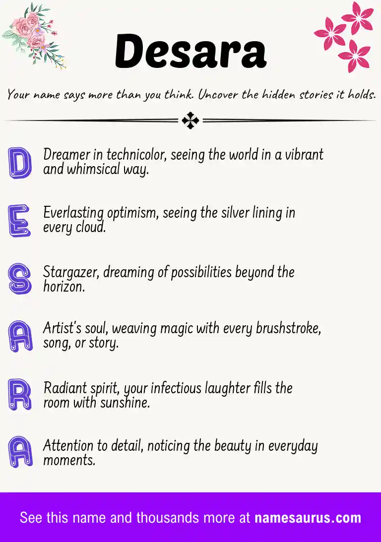 Acrostic poem about Desara.