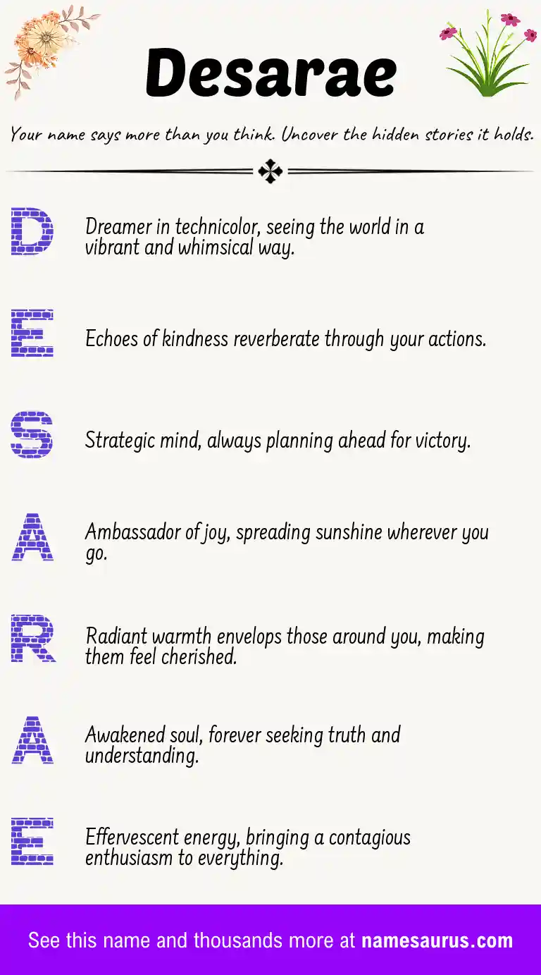 Acrostic poem about Desarae.
