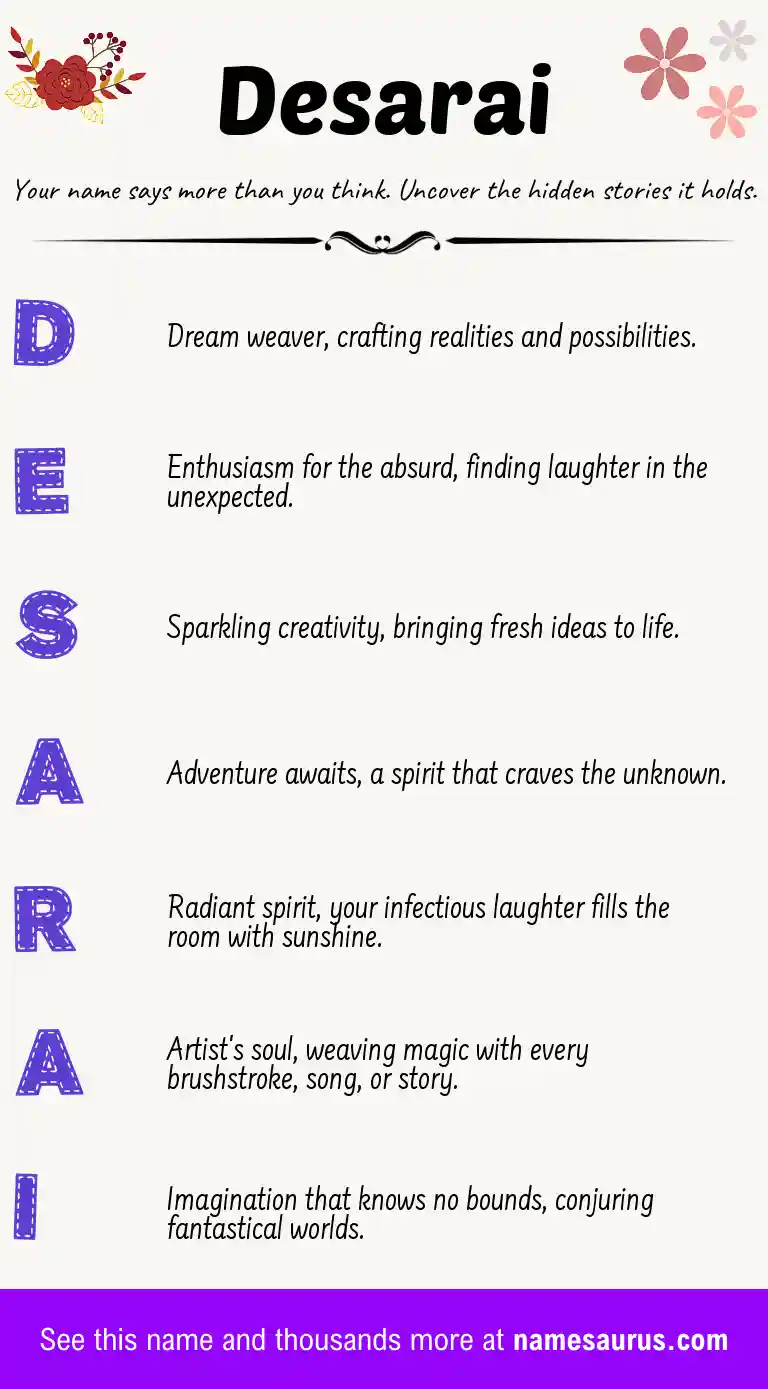 Acrostic poem about Desarai.