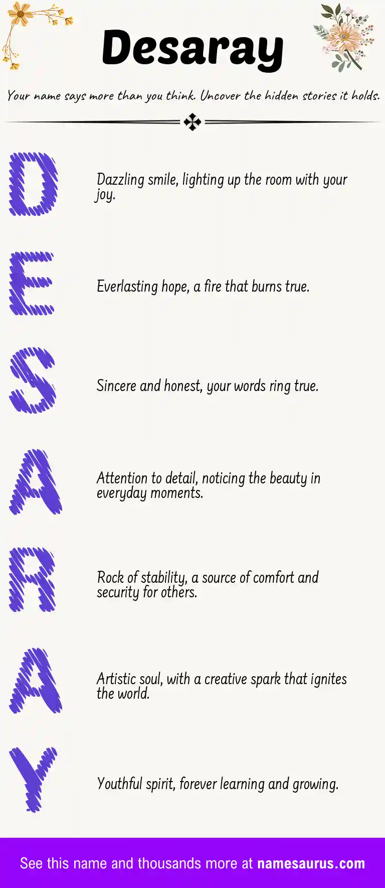 Acrostic poem about Desaray.