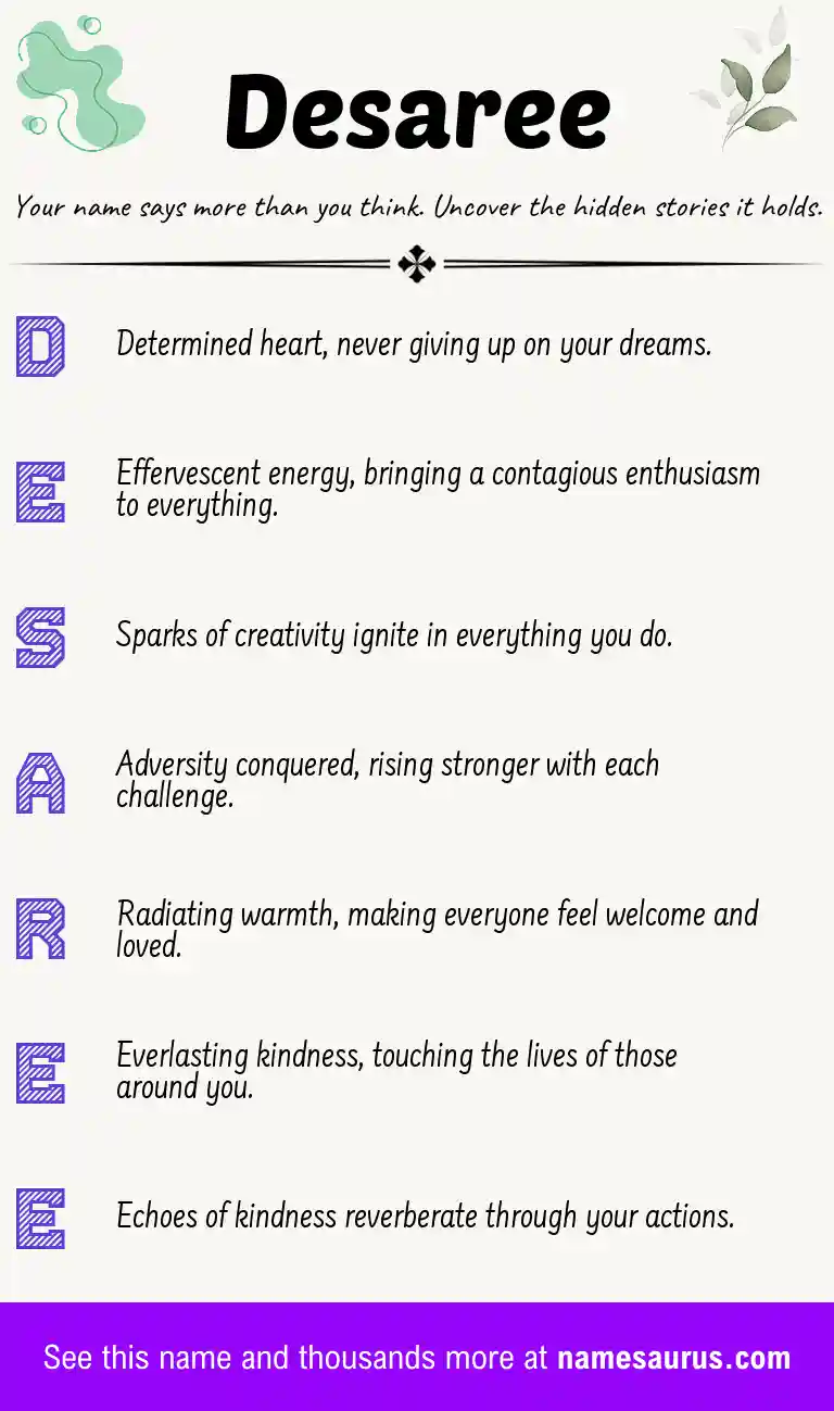 Acrostic poem about Desaree.