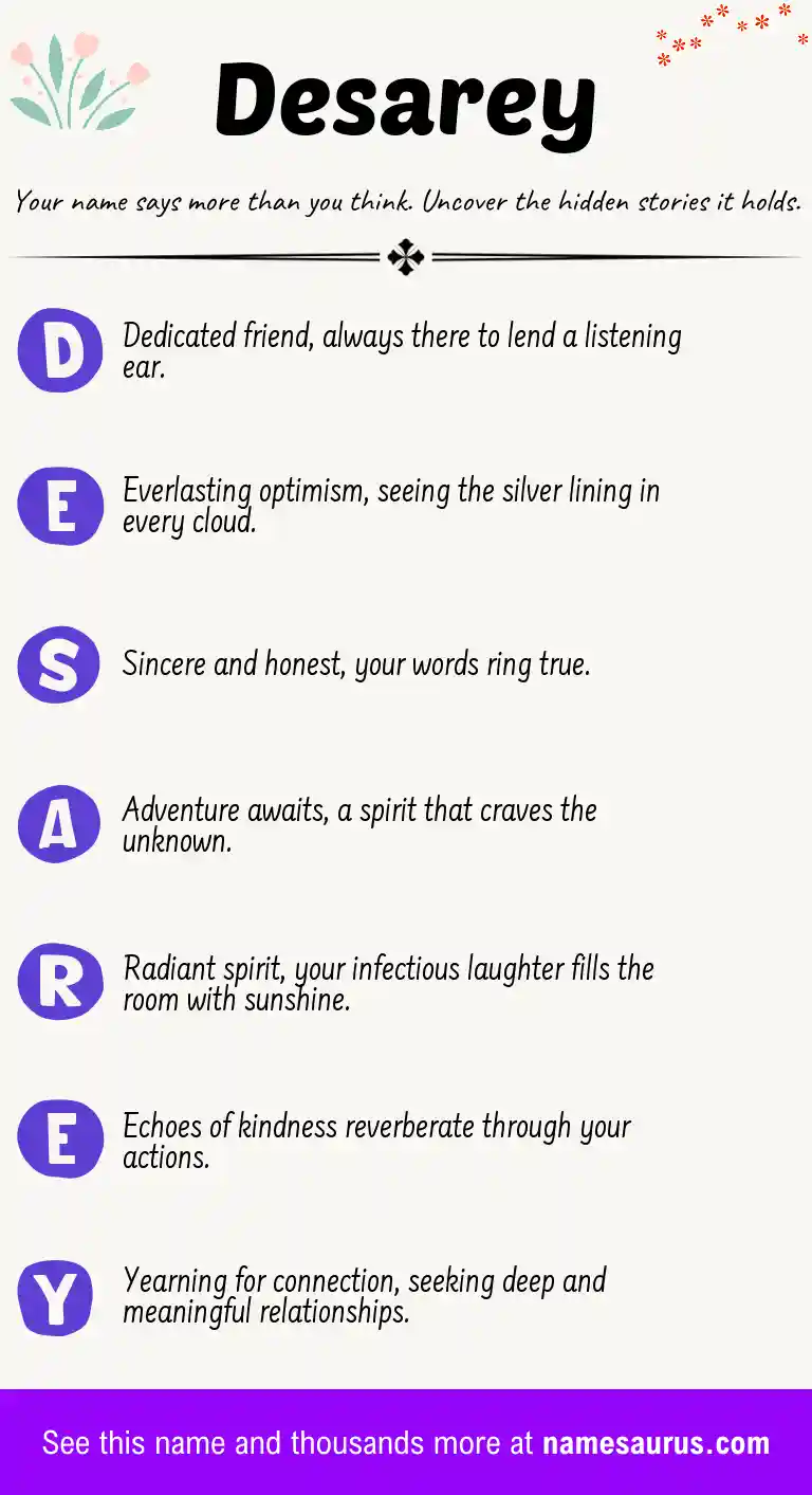 Acrostic poem about Desarey.