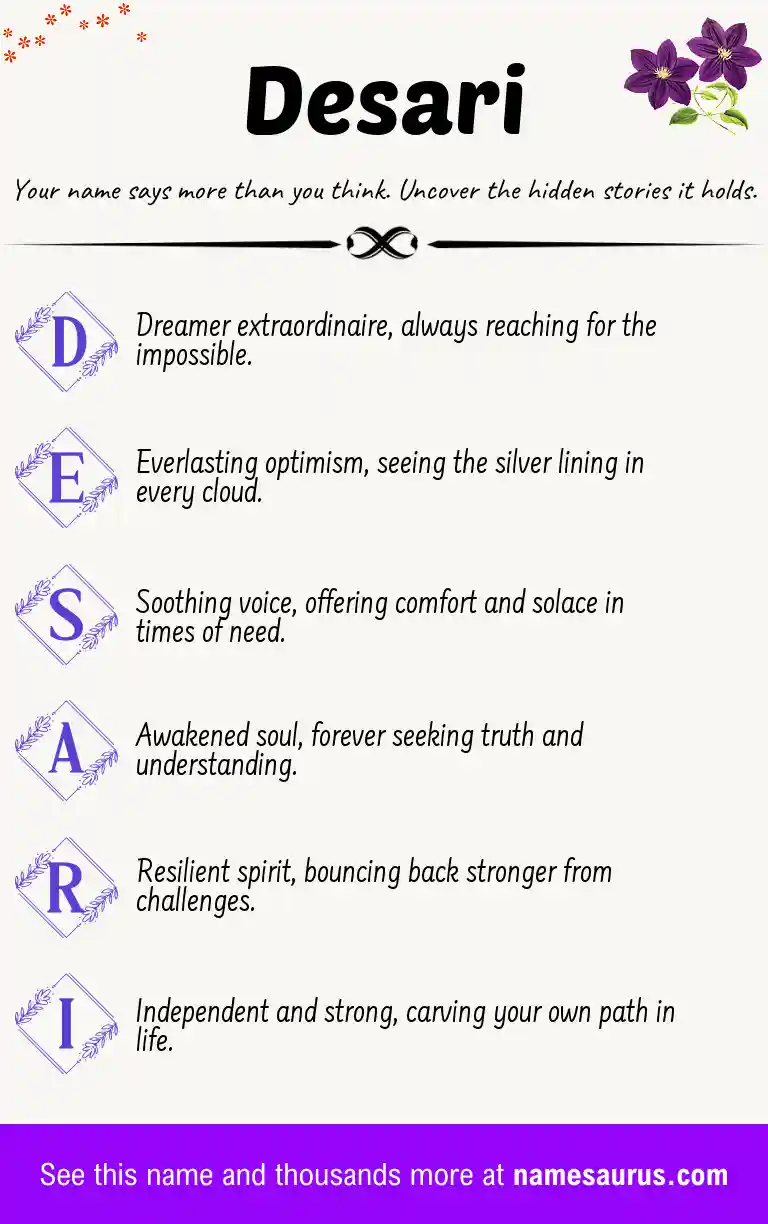 Acrostic poem about Desari.