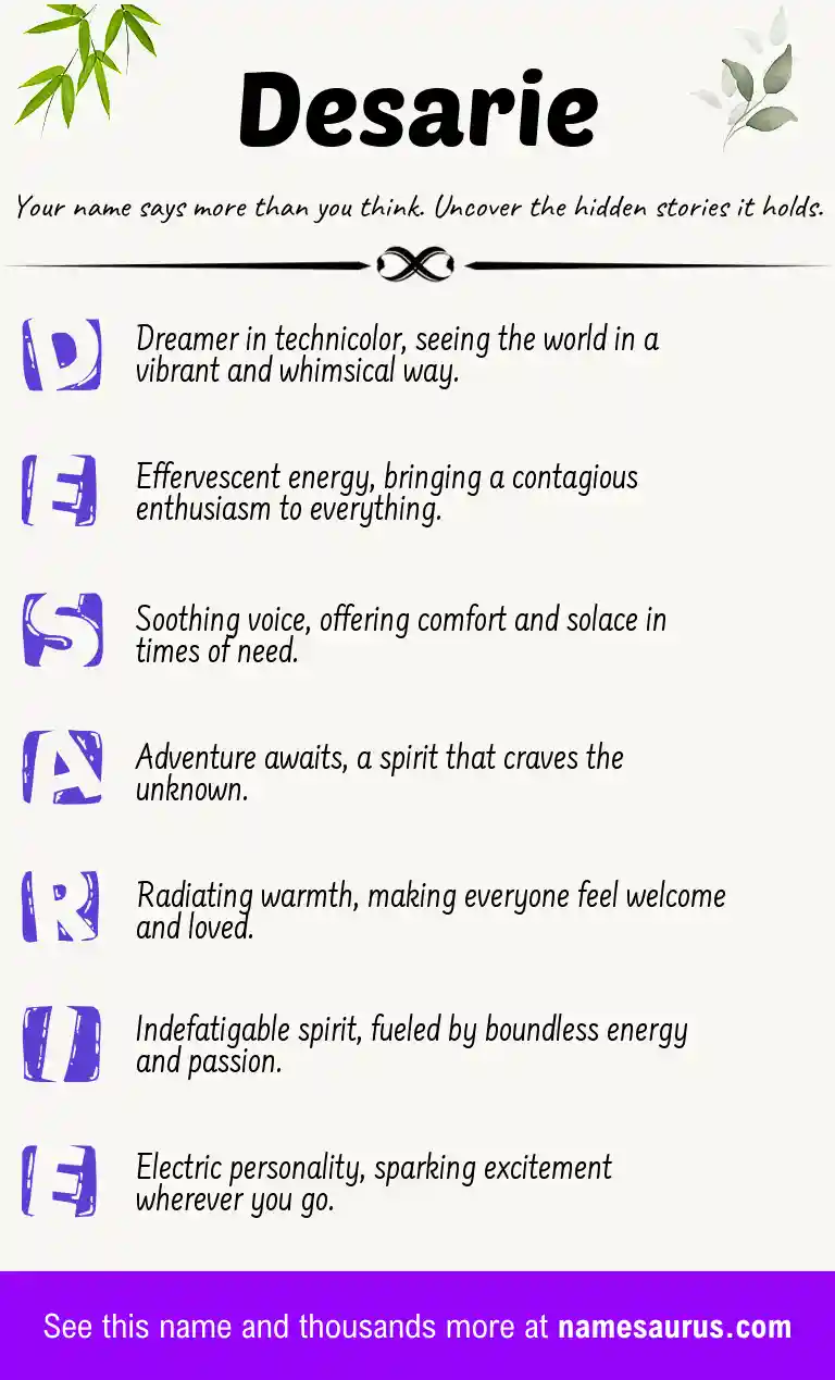 Acrostic poem about Desarie.
