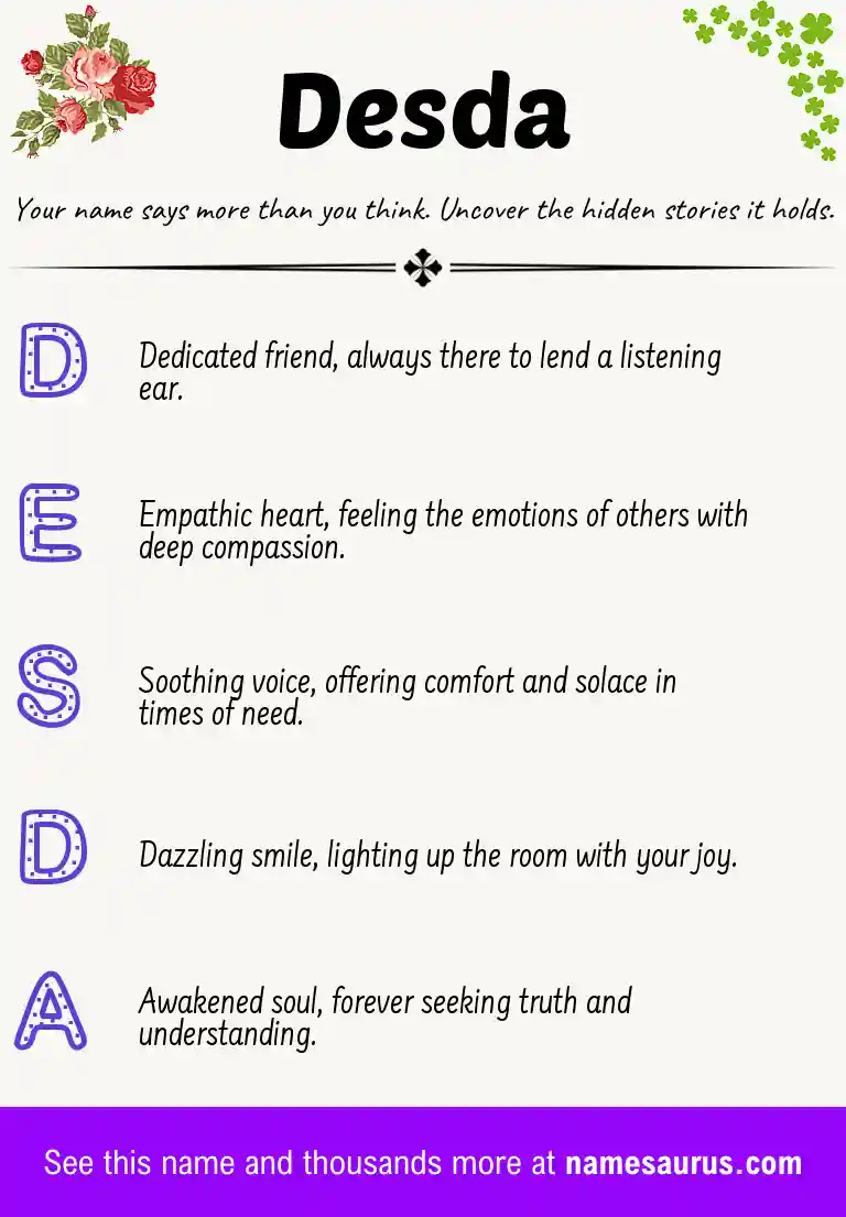 Acrostic poem about Desda.