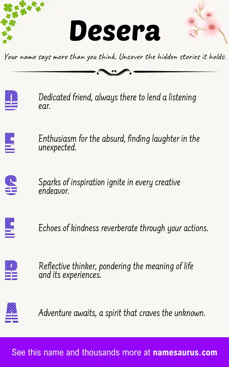 Acrostic poem about Desera.