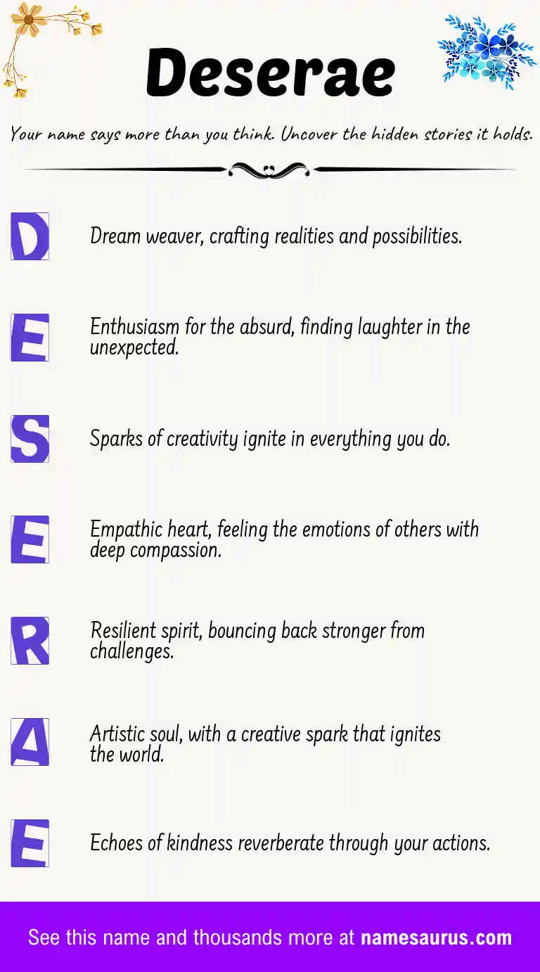 Acrostic poem about Deserae.