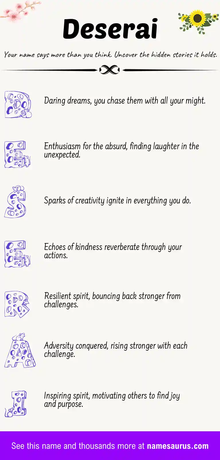 Acrostic poem about Deserai.