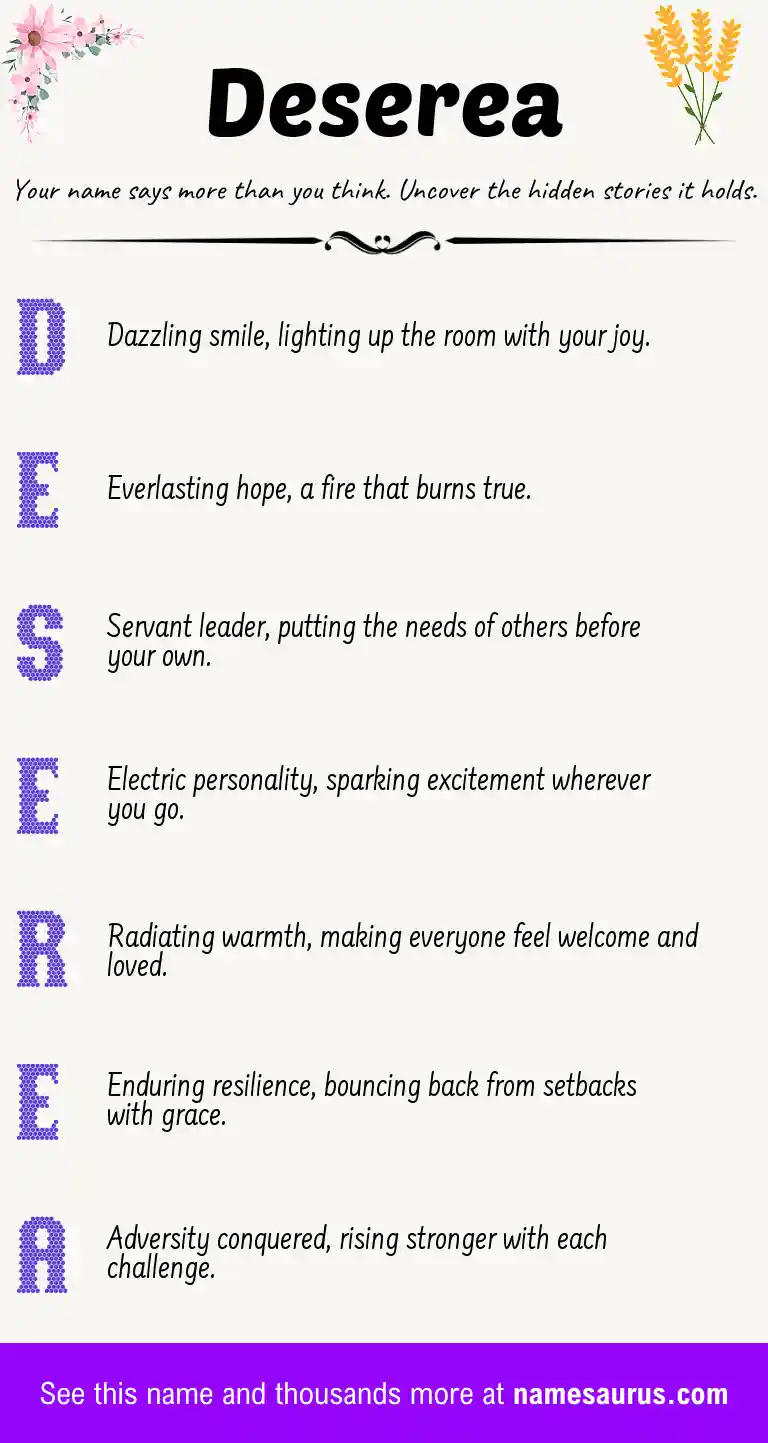 Acrostic poem about Deserea.