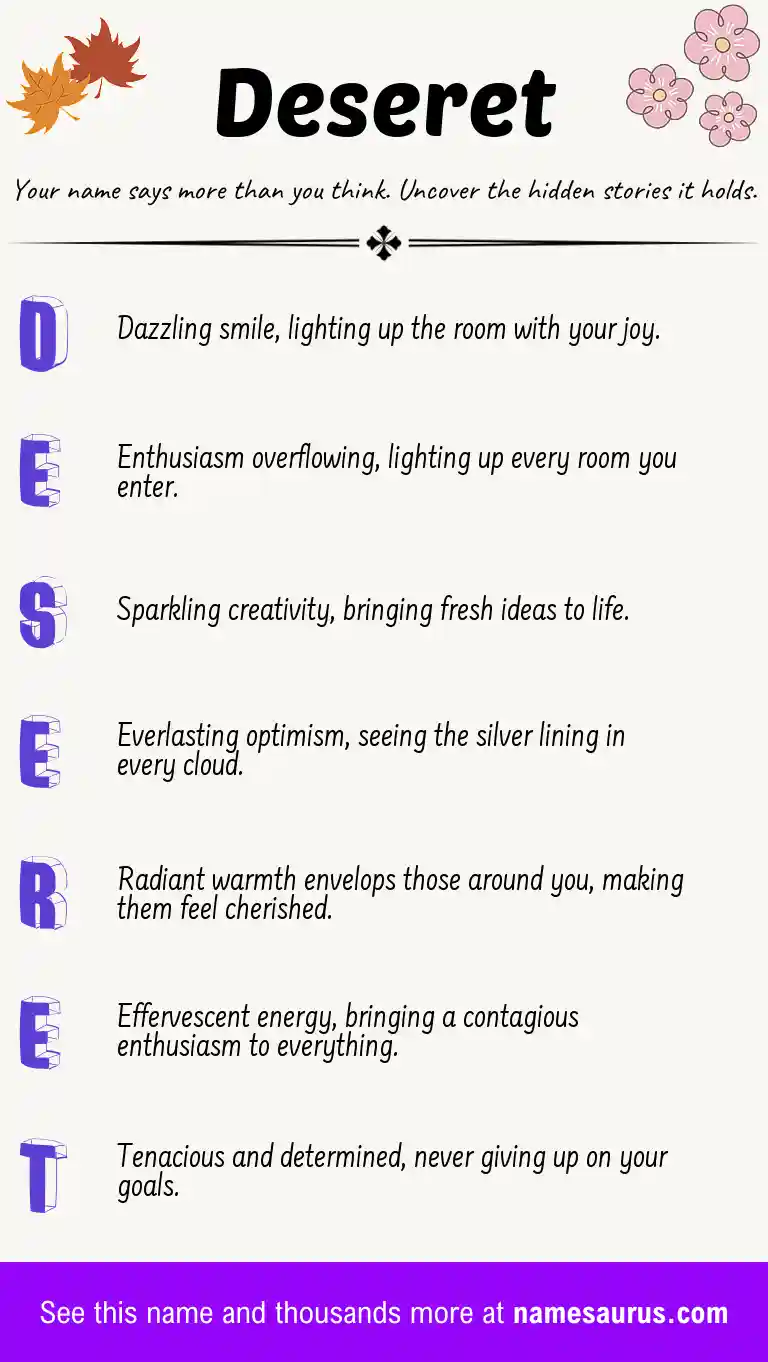 Acrostic poem about Deseret.