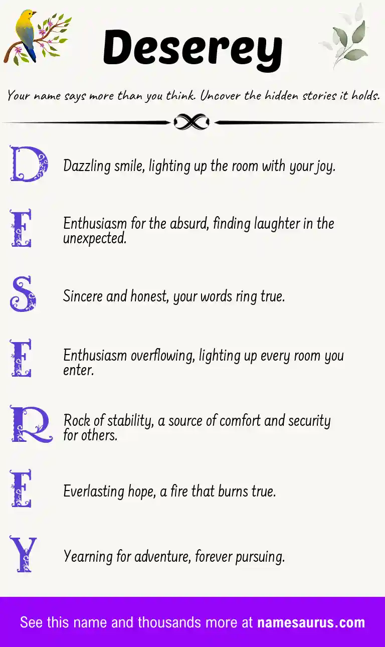 Acrostic poem about Deserey.